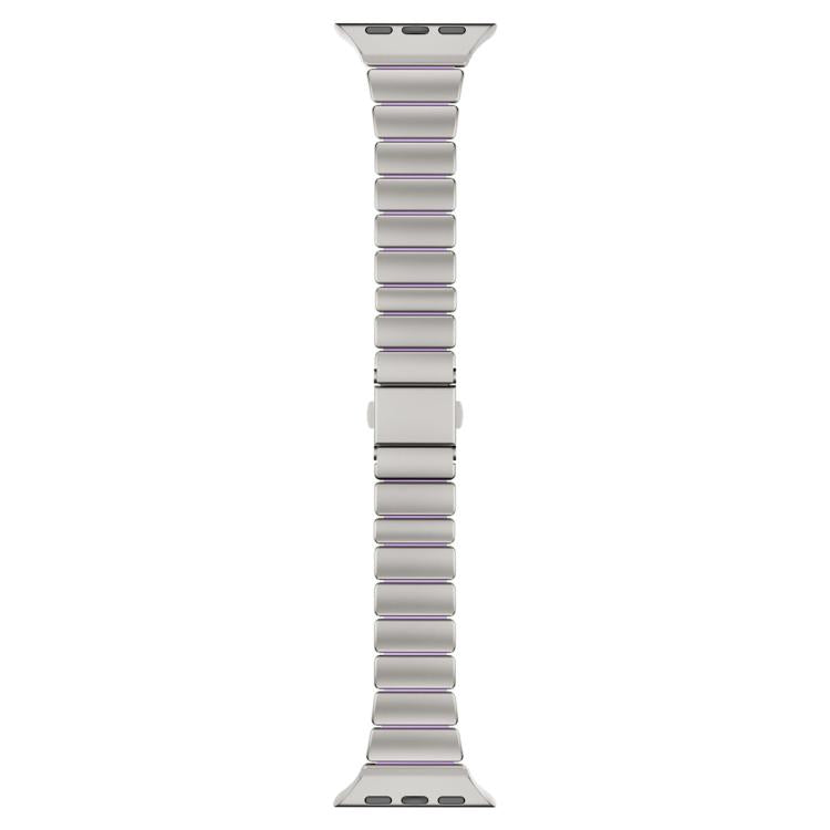 One Bead Waist Stainless Steel Folding Clasp Silicone Magnetic Watch Band, For Apple Watch 42mm / 41mm / 40mm / 38mm