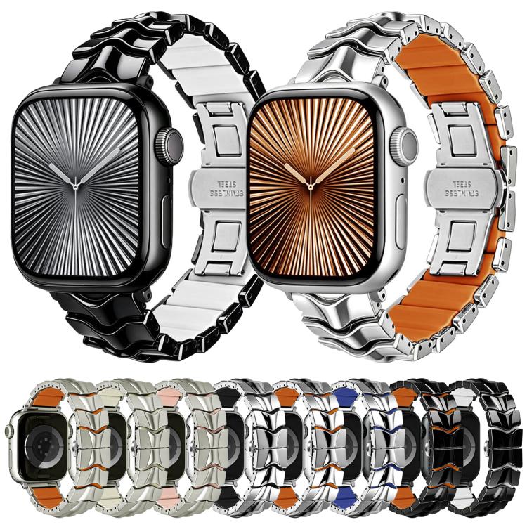 Arc Shadow Metal Hybrid Silicone Watch Band, For Apple Watch 46mm / 49mm / 45mm / 44mm, For Apple Watch 42mm / 41mm / 40mm / 38mm