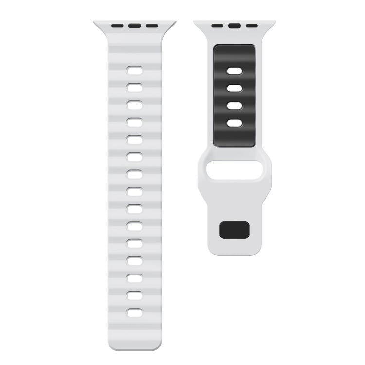 Wave Texture Reverse Buckle Two Color Silicone Watch Band, For Apple Watch 46mm / 49mm / 45mm / 44mm
