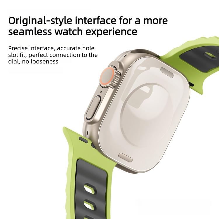 Wave Texture Reverse Buckle Two Color Silicone Watch Band, For Apple Watch 46mm / 49mm / 45mm / 44mm