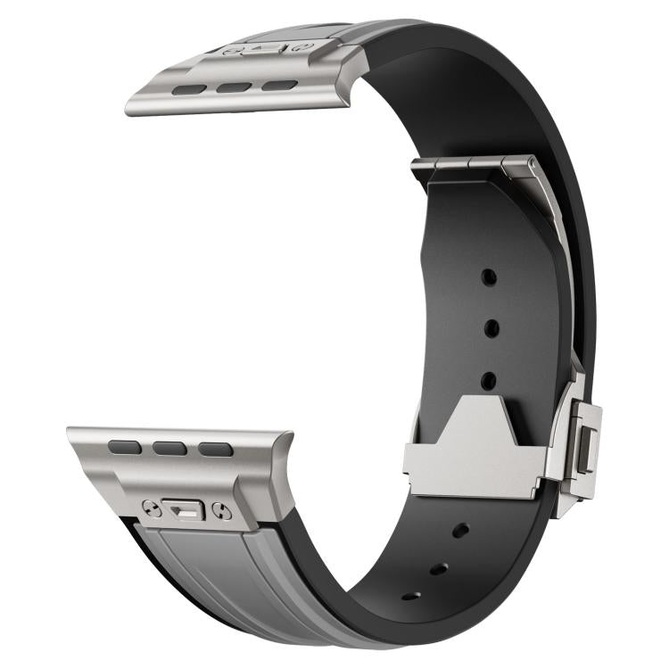 I-shaped Nail Folding Buckle Two Color Silicone Watch Band, For Apple Watch 46mm / 49mm / 45mm / 44mm