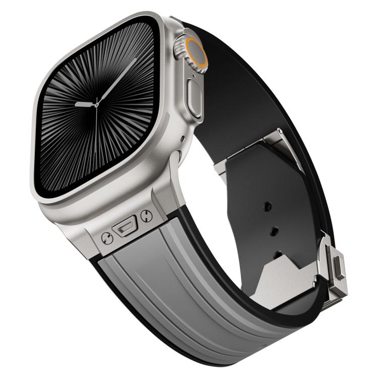 I-shaped Nail Folding Buckle Two Color Silicone Watch Band, For Apple Watch 46mm / 49mm / 45mm / 44mm