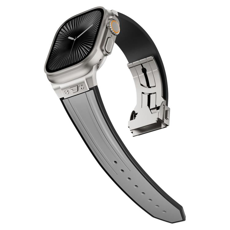 I-shaped Nail Folding Buckle Two Color Silicone Watch Band, For Apple Watch 46mm / 49mm / 45mm / 44mm