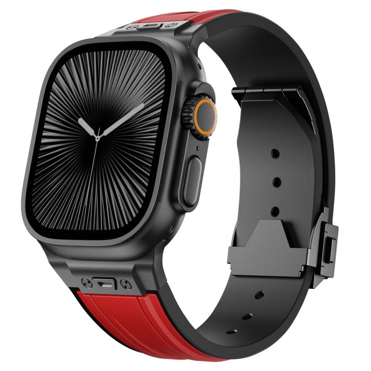 I-shaped Nail Folding Buckle Two Color Silicone Watch Band, For Apple Watch 46mm / 49mm / 45mm / 44mm