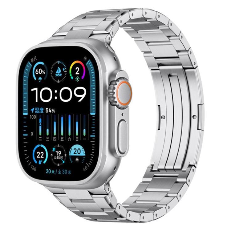 Double Press Folding Clasp Titanium Watch Band, For Apple Watch 46mm / 49mm / 45mm / 44mm