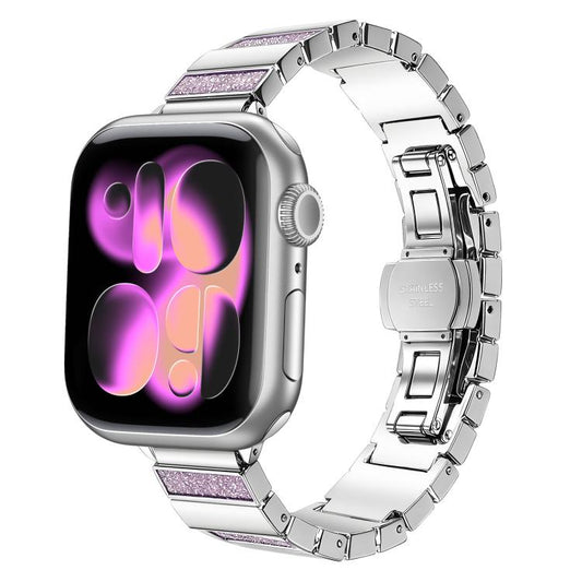 Piano Key Design Stainless Steel Folding Clasp Metal Watch Band, For Apple Watch 46mm / 49mm / 45mm / 44mm, For Apple Watch 42mm / 41mm / 40mm / 38mm