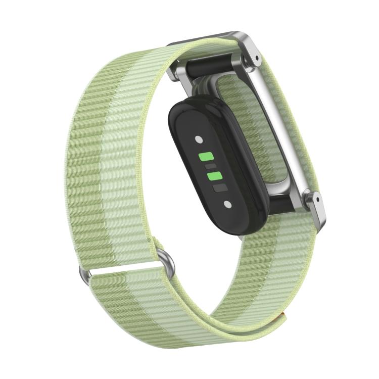 Metal Case Hybrid Nylon Hook and Loop Fastener Watch Band, For Google Fitbit Air