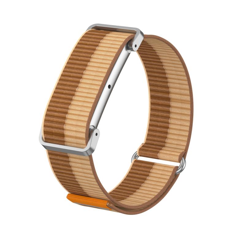 Metal Case Hybrid Nylon Hook and Loop Fastener Watch Band, For Google Fitbit Air