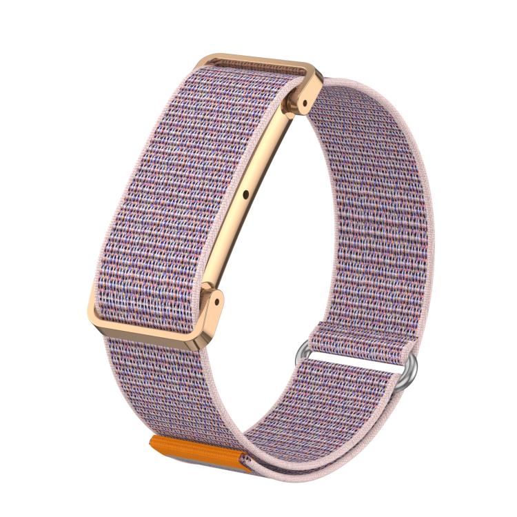 Metal Case Hybrid Nylon Hook and Loop Fastener Watch Band, For Google Fitbit Air