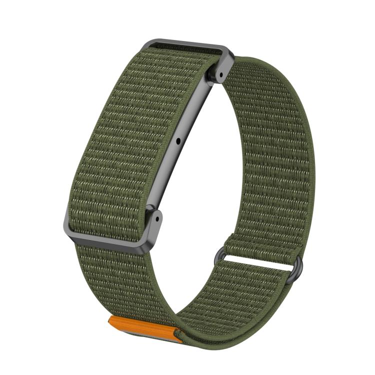 Metal Case Hybrid Nylon Hook and Loop Fastener Watch Band, For Google Fitbit Air