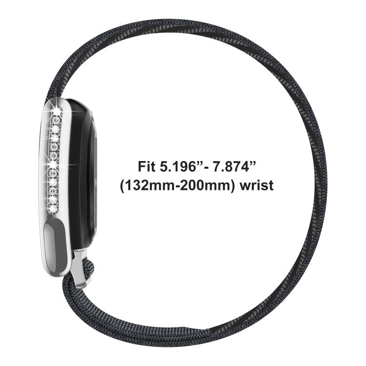 Single-Row Diamond Elastic Nylon Watch Band, For WHOOP 5.0 Electrocardiogram
