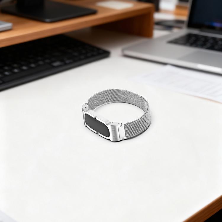 Metal Case Integrated Milanese Magnetic Stainless Steel Watch Band, For Google Fitbit Air