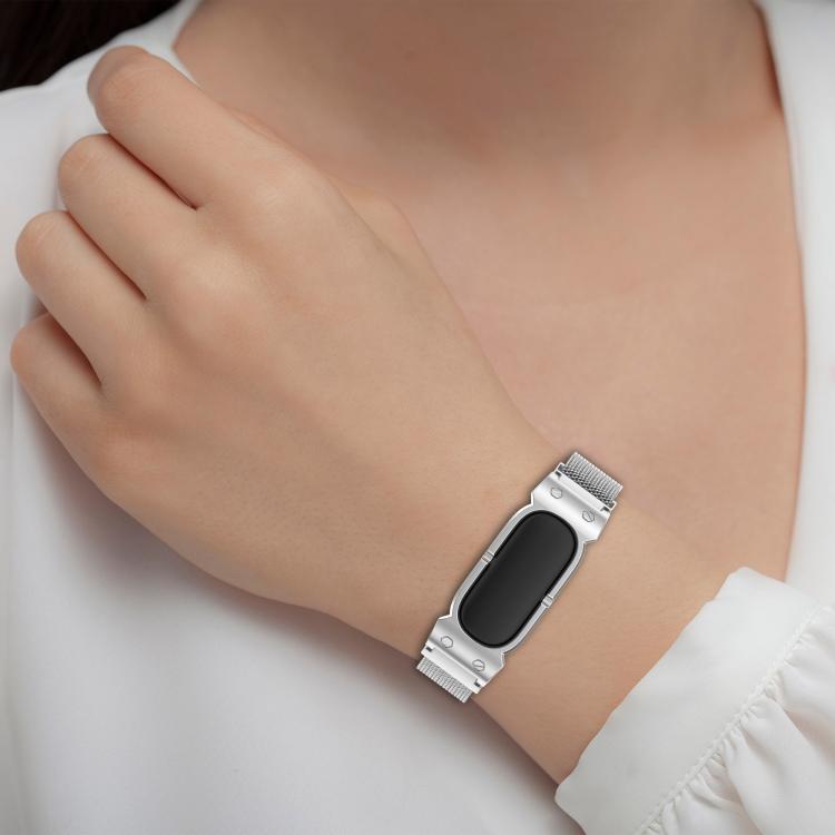 Metal Case Integrated Milanese Magnetic Stainless Steel Watch Band, For Google Fitbit Air