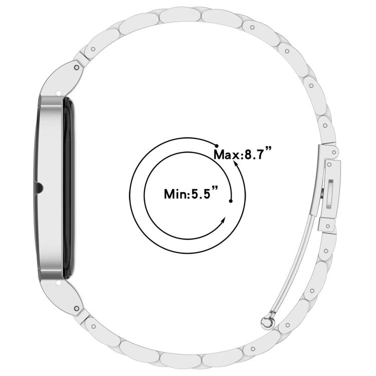Metal Case Three Beads Folding Buckle Stainless Steel Watch Band, For Google Fitbit Air