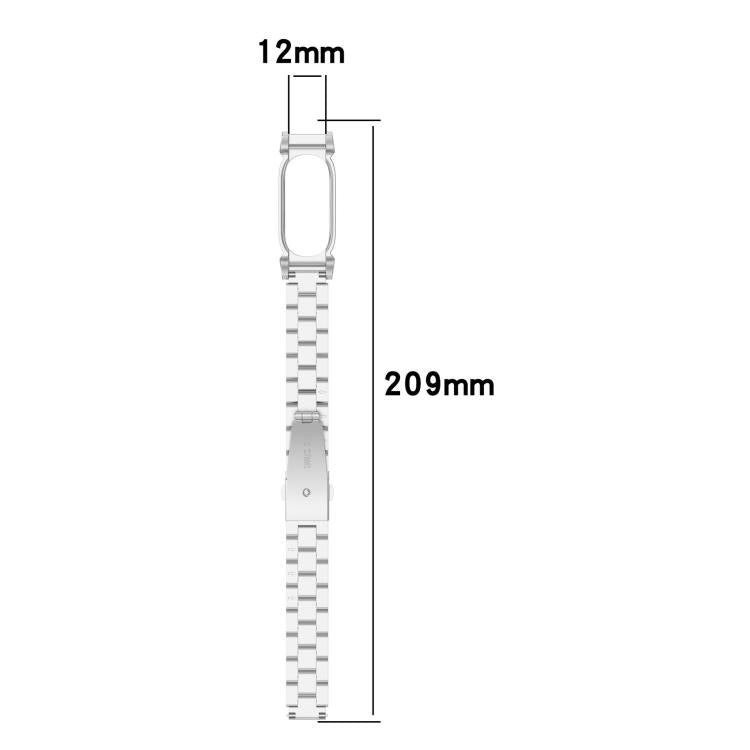 Metal Case Three Beads Folding Buckle Stainless Steel Watch Band, For Google Fitbit Air