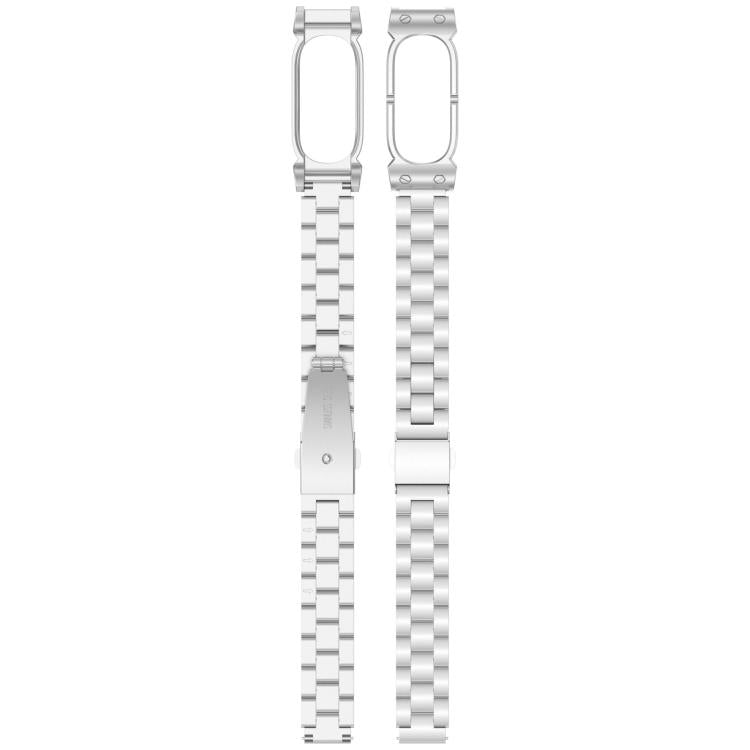 Metal Case Three Beads Folding Buckle Stainless Steel Watch Band, For Google Fitbit Air