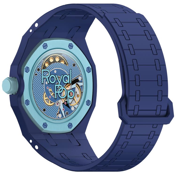 Integrated Three O Clock Side Magnetic Silicone Watch Band, For Swatch Royal Pop