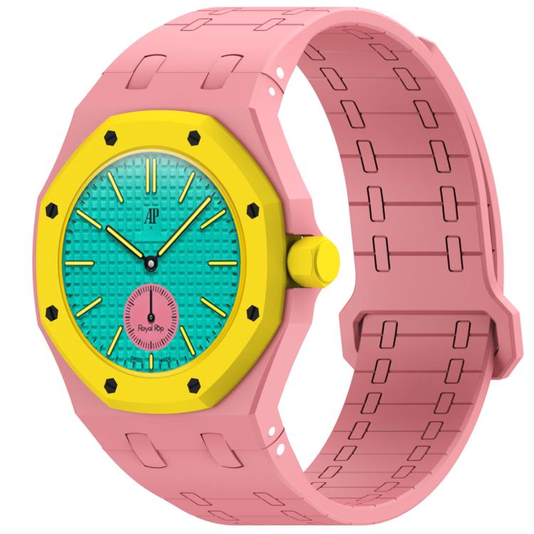 Integrated Three O Clock Side Magnetic Silicone Watch Band, For Swatch Royal Pop