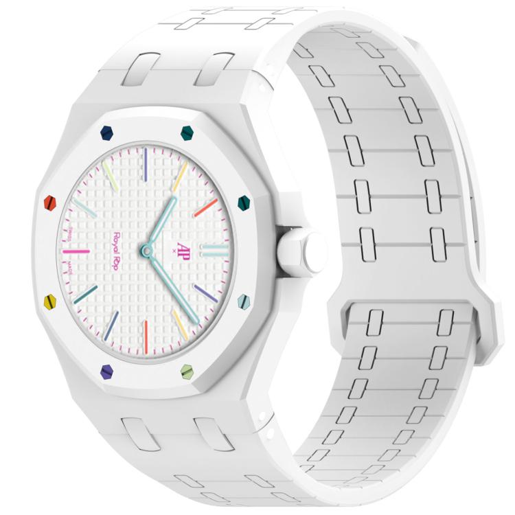 Integrated Three O Clock Side Magnetic Silicone Watch Band, For Swatch Royal Pop