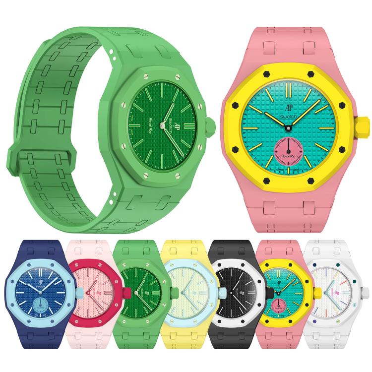Integrated Three O Clock Side Magnetic Silicone Watch Band, For Swatch Royal Pop