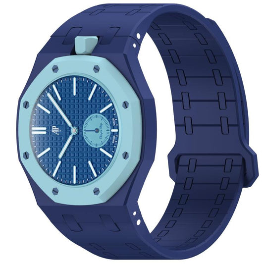 Integrated Twelve O Clock Side Magnetic Silicone Watch Band, For Swatch Royal Pop