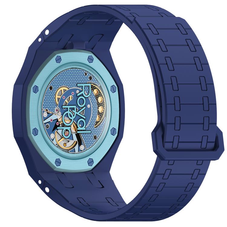 Integrated Twelve O Clock Side Magnetic Silicone Watch Band, For Swatch Royal Pop