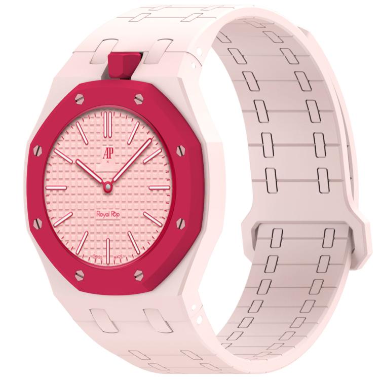 Integrated Twelve O Clock Side Magnetic Silicone Watch Band, For Swatch Royal Pop