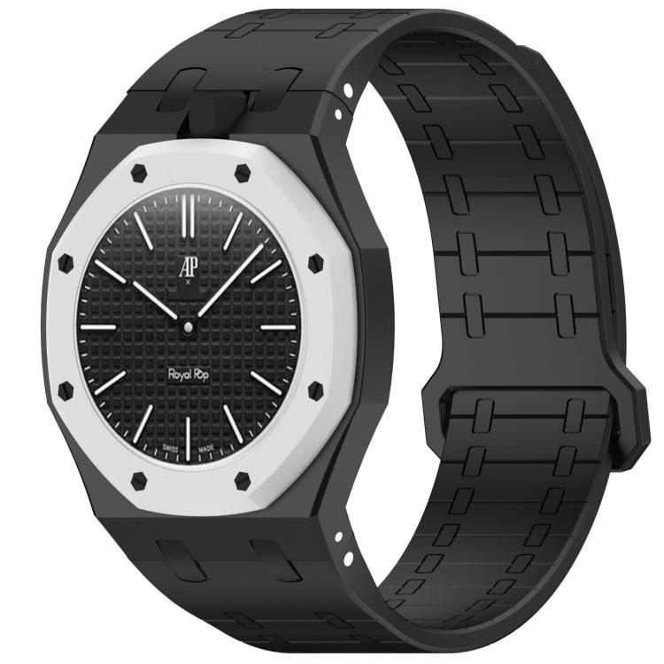 Integrated Twelve O Clock Side Magnetic Silicone Watch Band, For Swatch Royal Pop