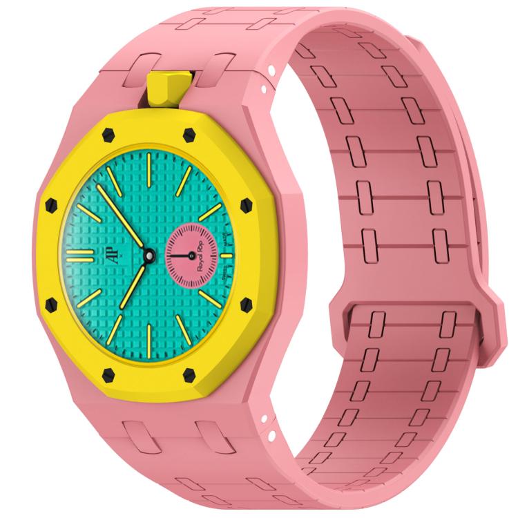 Integrated Twelve O Clock Side Magnetic Silicone Watch Band, For Swatch Royal Pop