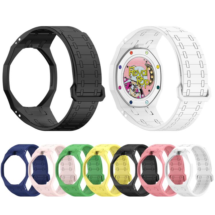 Integrated Twelve O Clock Side Magnetic Silicone Watch Band, For Swatch Royal Pop