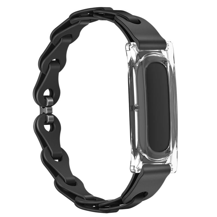 Transparent PC Case Hybrid Stylish Hollow Silicone Bracelet Watch Band, For Google Fitbit Air