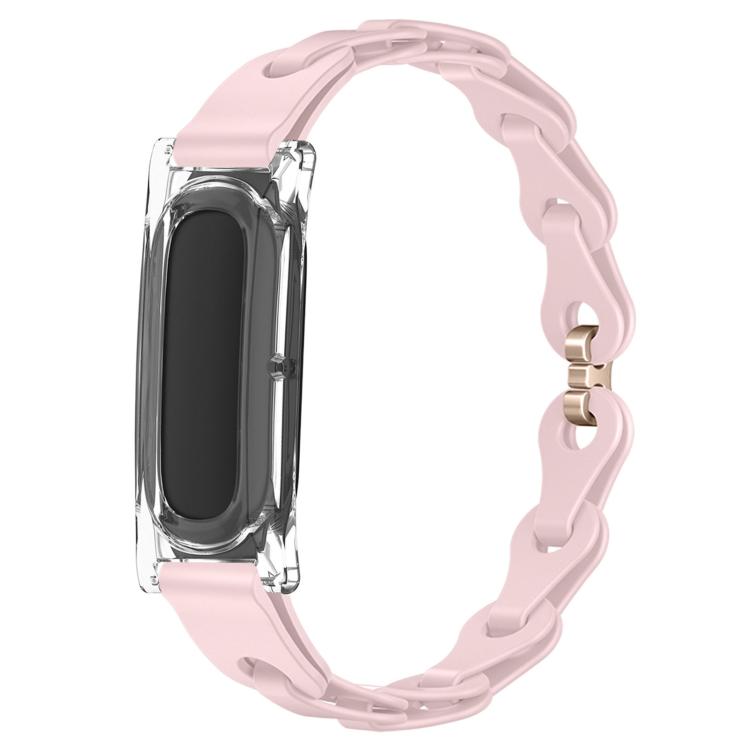Transparent PC Case Hybrid Stylish Hollow Silicone Bracelet Watch Band, For Google Fitbit Air
