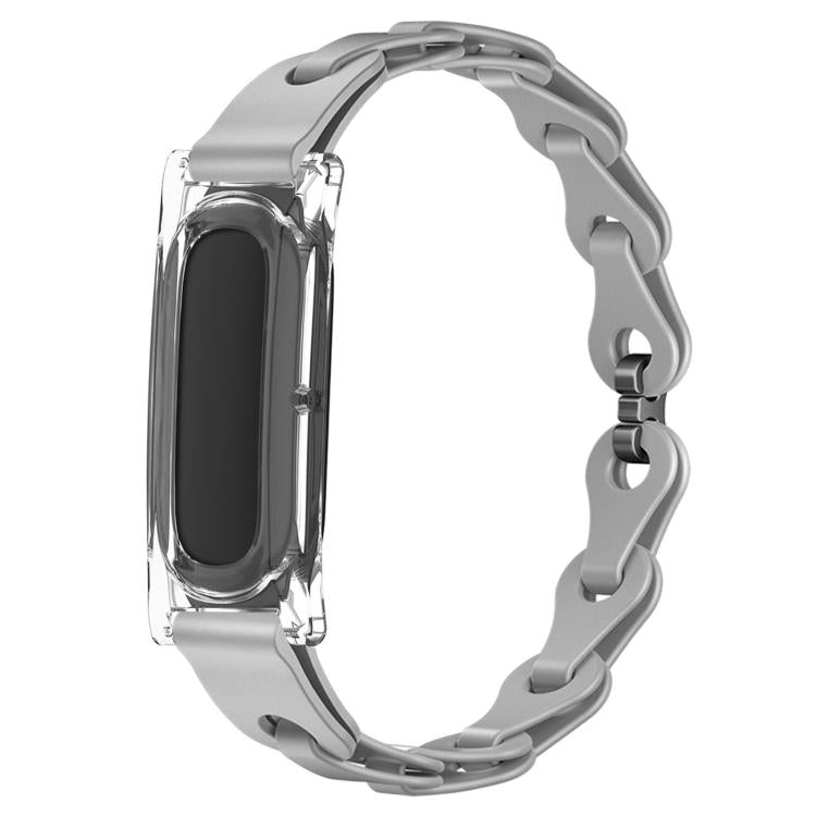 Transparent PC Case Hybrid Stylish Hollow Silicone Bracelet Watch Band, For Google Fitbit Air