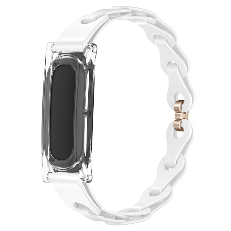 Transparent PC Case Hybrid Stylish Hollow Silicone Bracelet Watch Band, For Google Fitbit Air