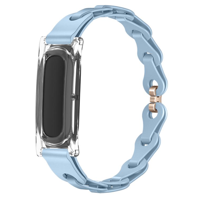 Transparent PC Case Hybrid Stylish Hollow Silicone Bracelet Watch Band, For Google Fitbit Air