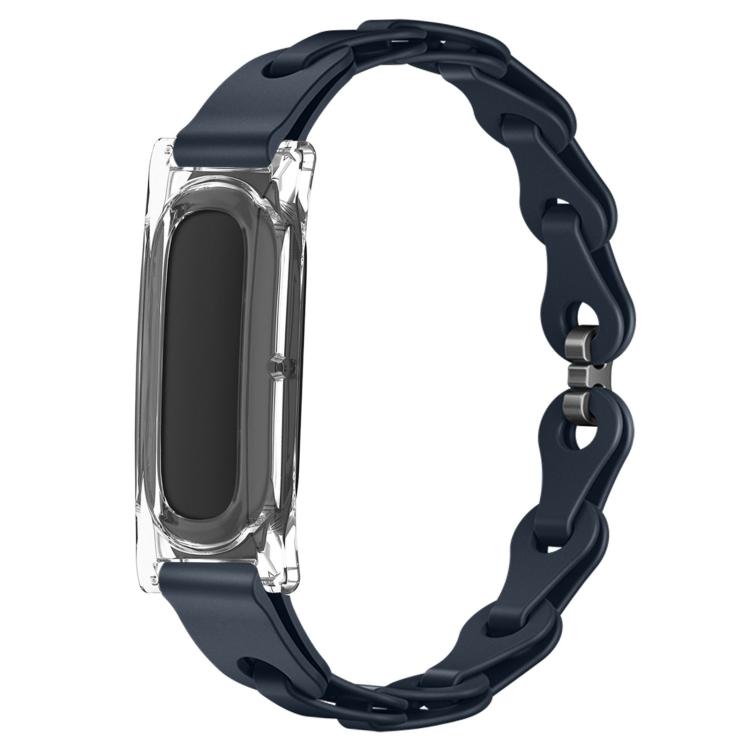 Transparent PC Case Hybrid Stylish Hollow Silicone Bracelet Watch Band, For Google Fitbit Air
