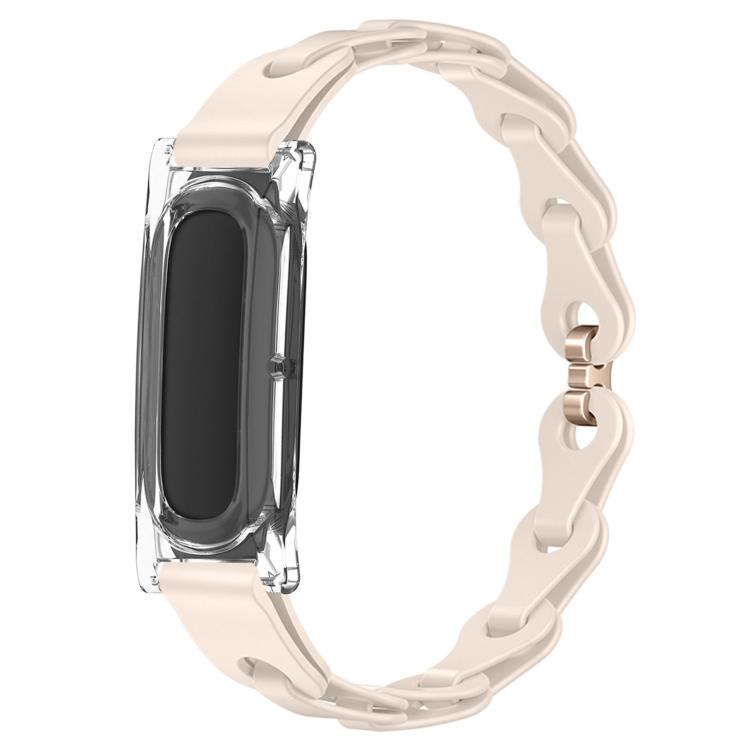 Transparent PC Case Hybrid Stylish Hollow Silicone Bracelet Watch Band, For Google Fitbit Air