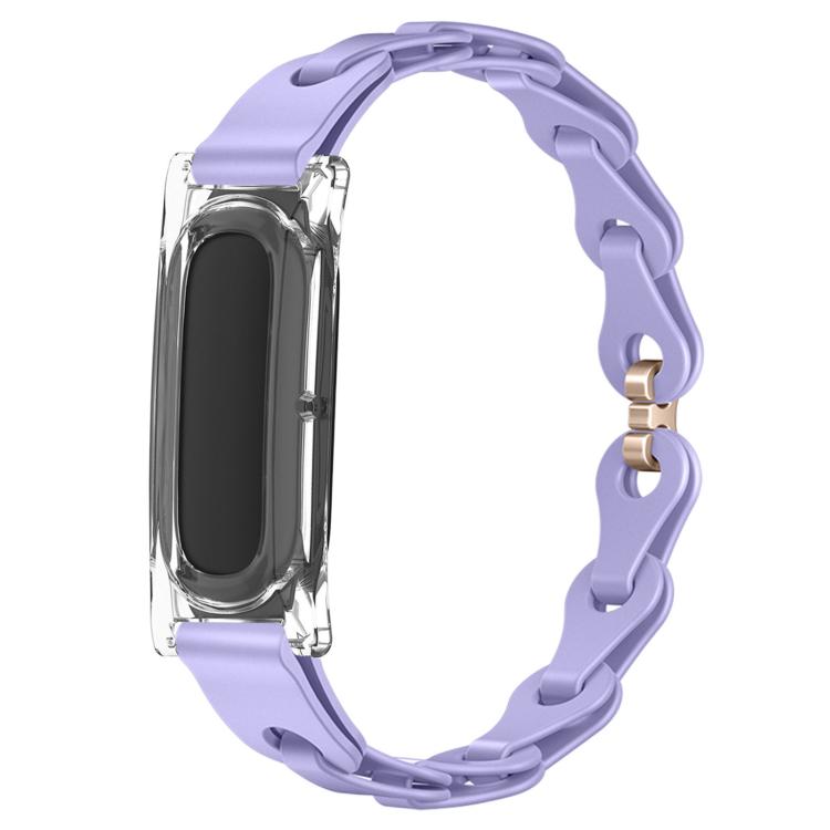 Transparent PC Case Hybrid Stylish Hollow Silicone Bracelet Watch Band, For Google Fitbit Air