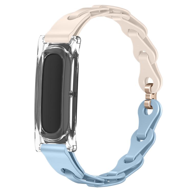 Transparent PC Case Hybrid Stylish Hollow Silicone Bracelet Watch Band, For Google Fitbit Air