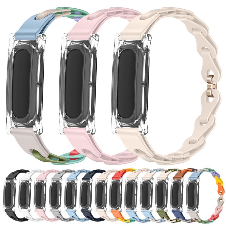 Transparent PC Case Hybrid Stylish Hollow Silicone Bracelet Watch Band, For Google Fitbit Air
