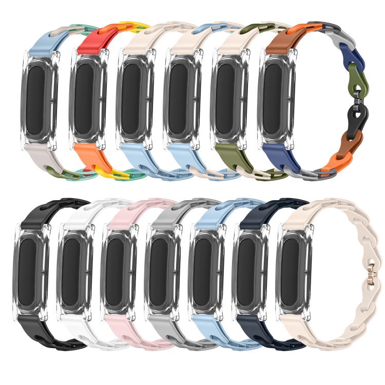 Transparent PC Case Hybrid Stylish Hollow Silicone Bracelet Watch Band, For Google Fitbit Air