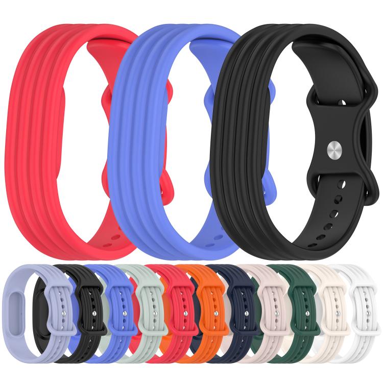 Vertical Texture Butterfly Buckle Solid Color Silicone Watch Band, For Google Fitbit Air