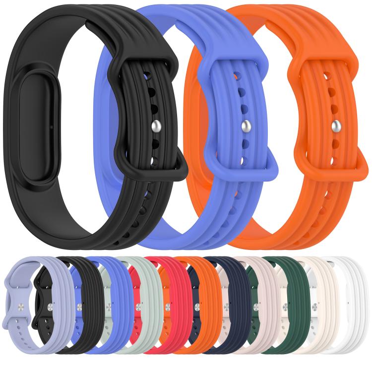 Vertical Texture Butterfly Buckle Solid Color Silicone Watch Band, For Google Fitbit Air