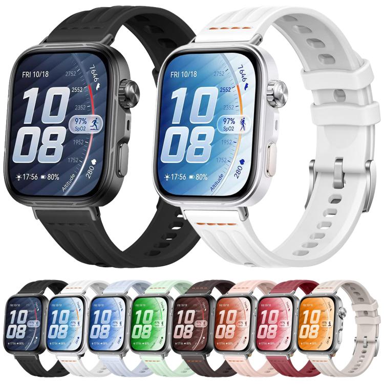 One Line Triple Loop Design Solid Color Silicone Watch Band, For Huawei Watch Fit 5 / Fit 5 Pro / Fit 4