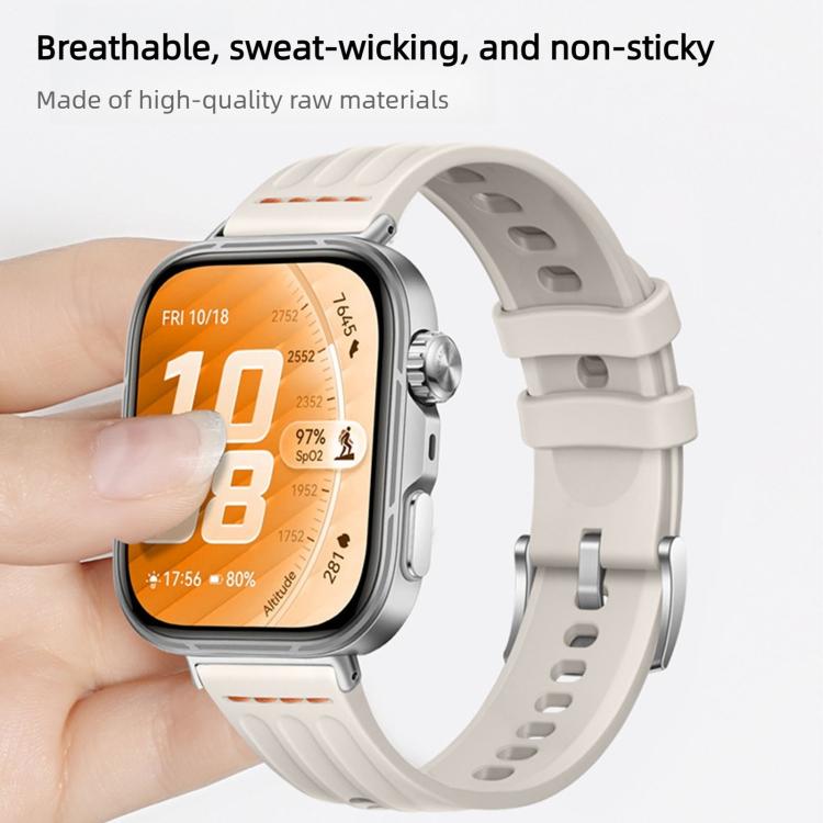 One Line Triple Loop Design Solid Color Silicone Watch Band, For Huawei Watch Fit 5 / Fit 5 Pro / Fit 4