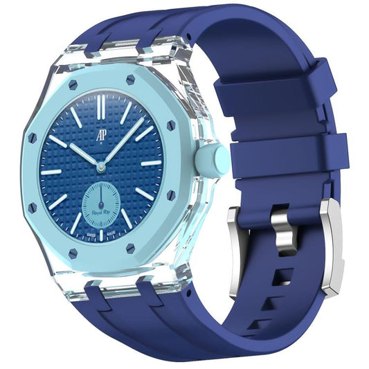 Three O Clock Direction Clear Plastic Case Integrated Silicone Watch Band, For Swatch Royal Pop