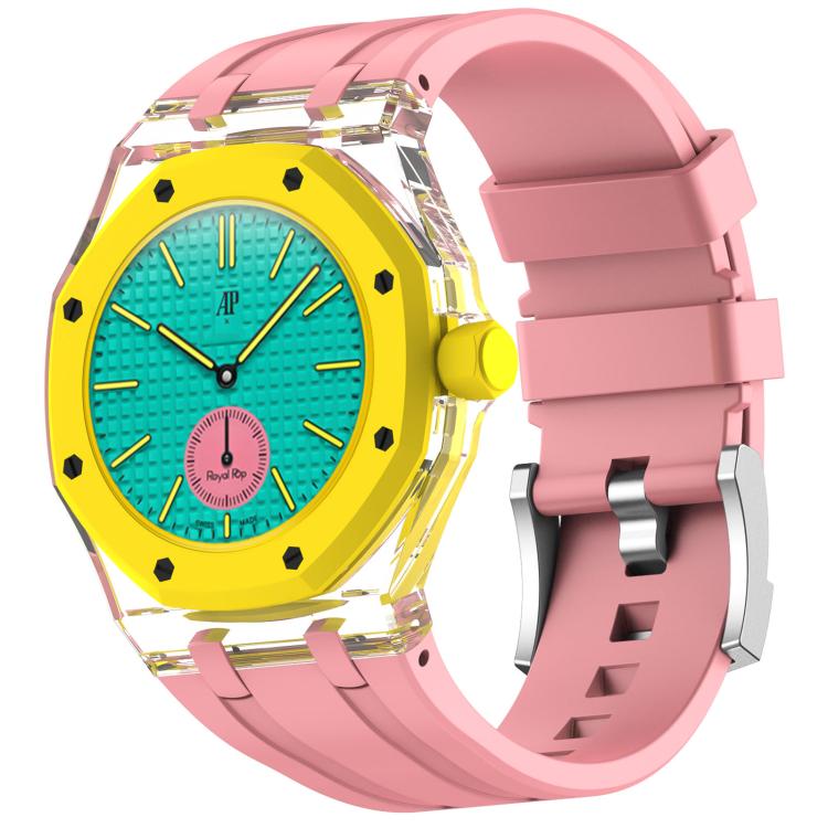 Three O Clock Direction Clear Plastic Case Integrated Silicone Watch Band, For Swatch Royal Pop