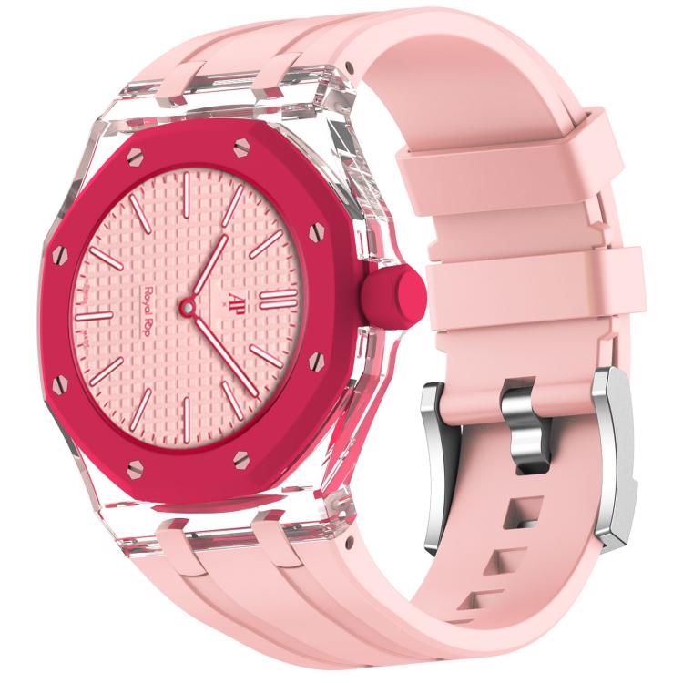 Three O Clock Direction Clear Plastic Case Integrated Silicone Watch Band, For Swatch Royal Pop