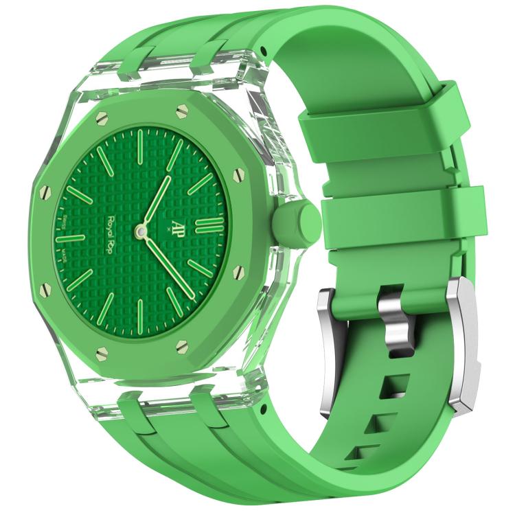 Three O Clock Direction Clear Plastic Case Integrated Silicone Watch Band, For Swatch Royal Pop