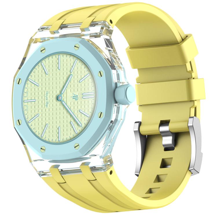 Three O Clock Direction Clear Plastic Case Integrated Silicone Watch Band, For Swatch Royal Pop